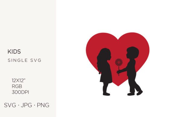 Boy and Girl Inside Huge Red Heart Graphics