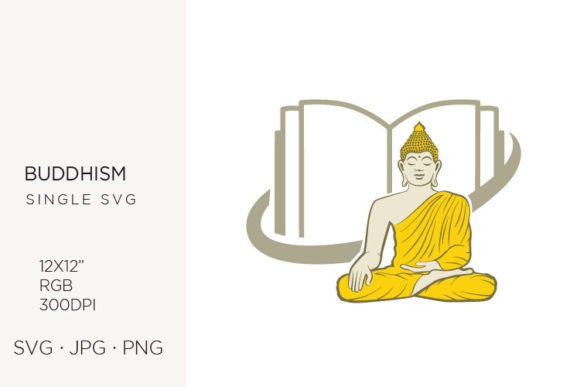 Buddha and Book Embroidery Design