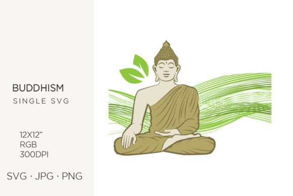 Buddha and Green Leaves Graphics