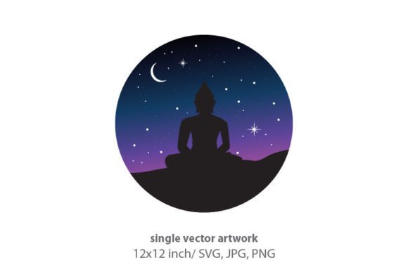 Buddha and Night Sky Logo Icon Graphics