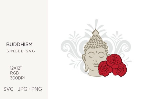 Buddha Surrounded by Roses Graphics and Illustrations