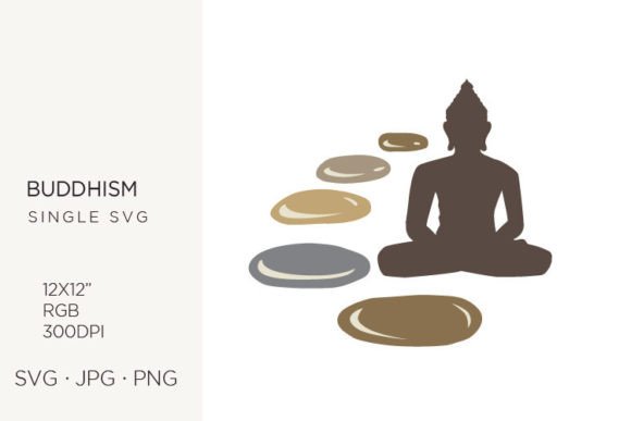 Buddha Surrounded by Zen Pebbles Graphics