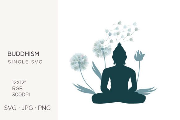 Buddha with Dandelion Flowers Graphics