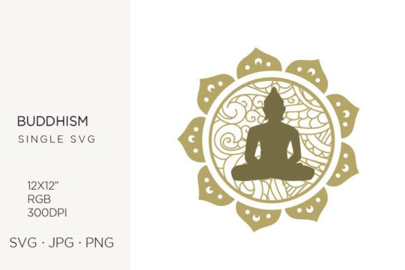 Buddha with Mandala Graphics and Illustrations