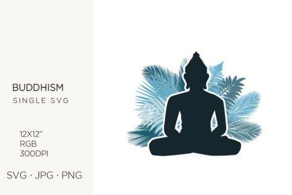 Buddha with Palms Branches Graphics