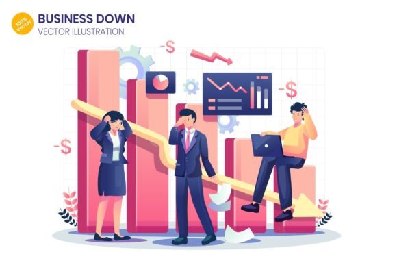Business Down Flat Illustration - Agnyte
