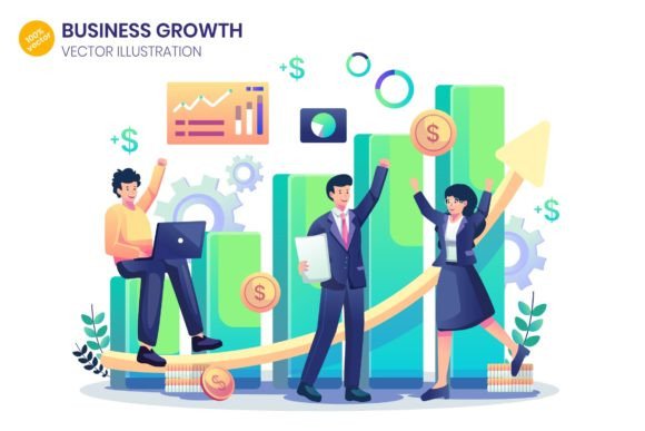 Business Growth Flat Illustration Graphics