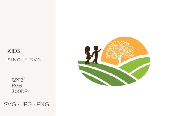Children and Tree: Graphics and Illustrations for Crafting