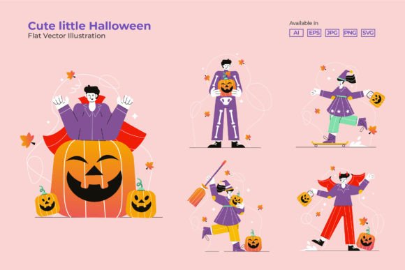 Cute Little Halloween Clipart Set: Graphics & Illustrations for Digital Publishing