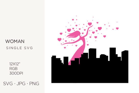 Dancing Lady, City and Hearts Graphics