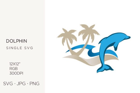 Dolphin and Blue Ocean Waves Graphics