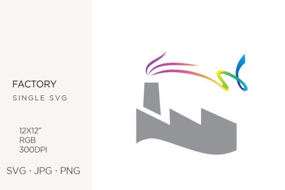 Factory Building with Colorful Smoke Graphics