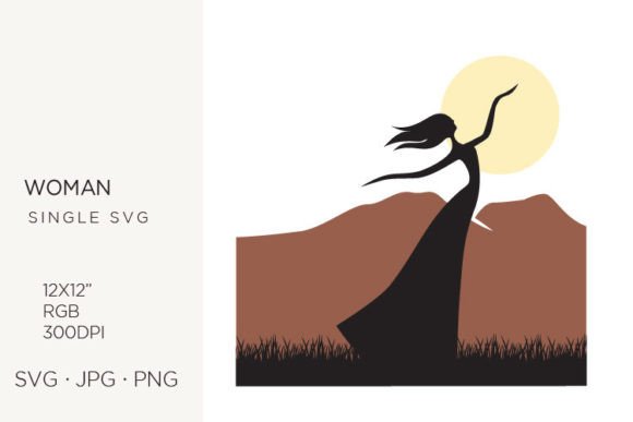 Female Figure and Mountain Graphics for Local Business Branding