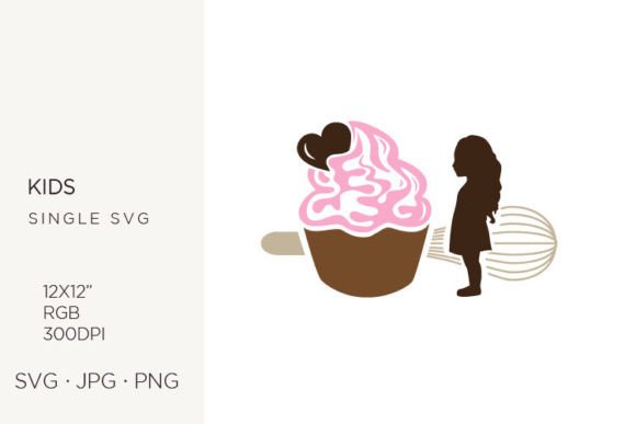 Girl Character with Cupcake and Bakery E Graphics