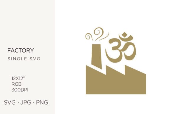 Golden OM Symbol and Factory Building Graphics