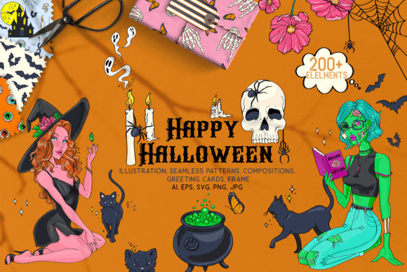 Halloween Honeys Illustrations Clip Art