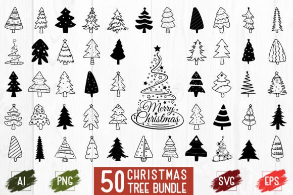 Hand Drawn Christmas Tree Graphics for Local Branding