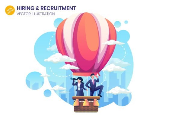 Hiring Recruitment Flat Illustration Graphics