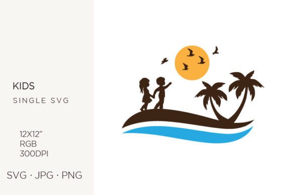 Kids and Tropic Beach Graphics and Illustrations