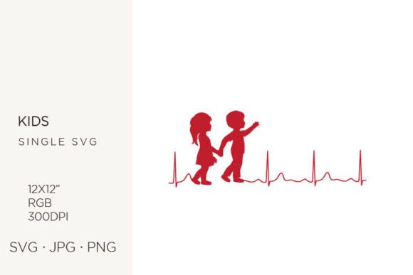Kids as a Part of Red Heart Line: Graphics and Illustrations for Real Publishing