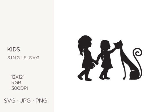 Little Girls and Cat