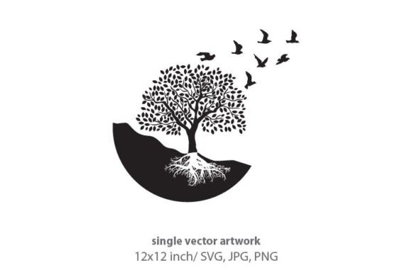 Tree with Birds Graphics and Illustrations