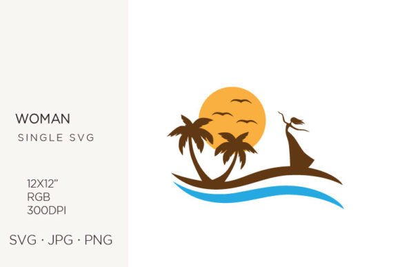 Tropical Island with Palm Trees Graphics