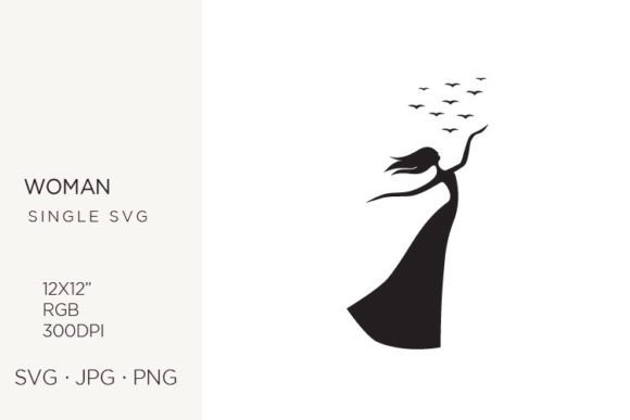 Woman with Birds: Graphics and Illustrations for Digital Sellers